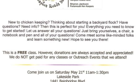 Free Backyard Chicken Keeping 101 Class to be held 11 a.m. May 21, Lakeside Park